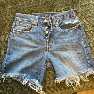 Levi’s 501 High Waist Mid Thigh Cutoff Denim Shorts